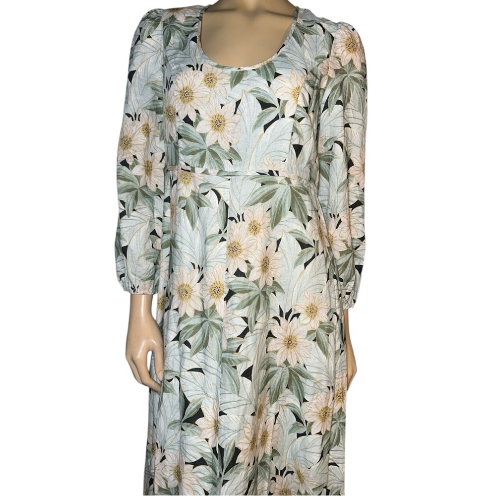 Tuckernuck Floral Long Sleeve Dress - Green and White - Picture 4 of 16